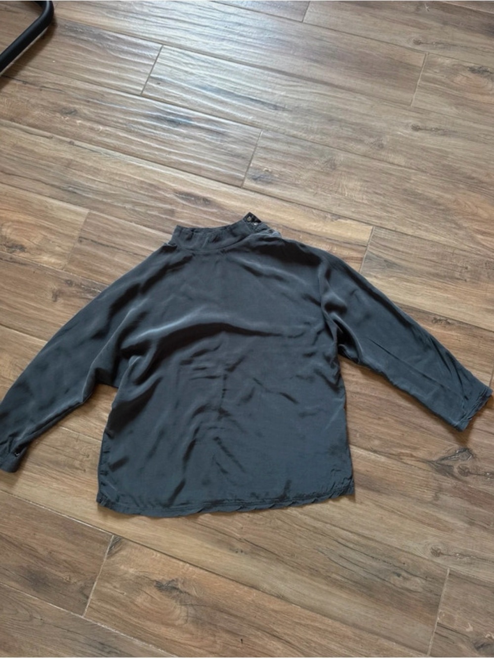 Massimo Dutti Black Blouse with Button Sleeve Details